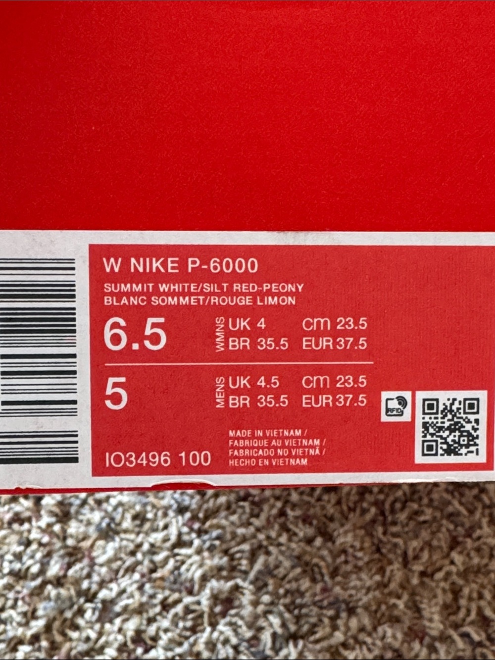 New Nike P-6000 Shoes | Summit White/Silt Red/Peony/Team Crimson | 6.5 - Picture 7 of 8
